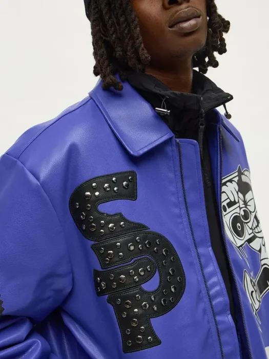 Southpole Midnight Riot Leather Varsity Jacket
