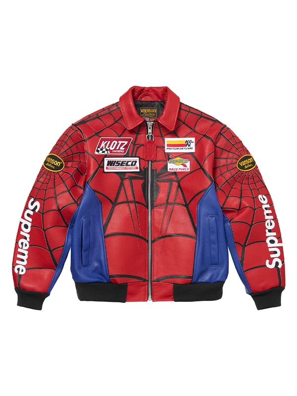 Supreme Vanson Spiderman Bomber Leather Jacket