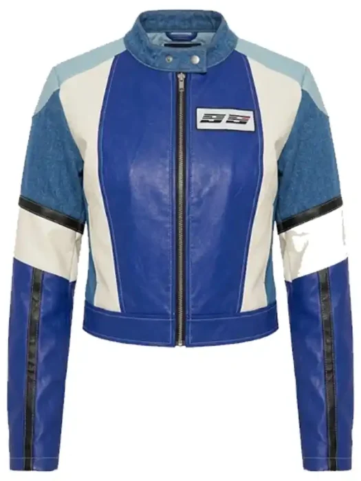 Switched It Up Faux Leather Jacket - Blue combo