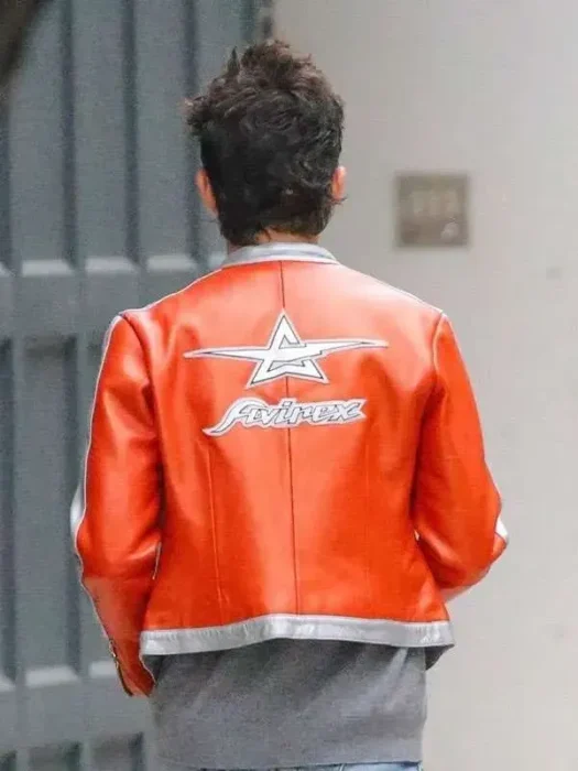 Timothée Chalamet Avirex Orange Leather Jacket