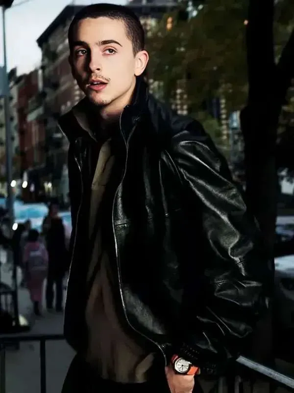 Timothee Chalamet Black Leather Jacket