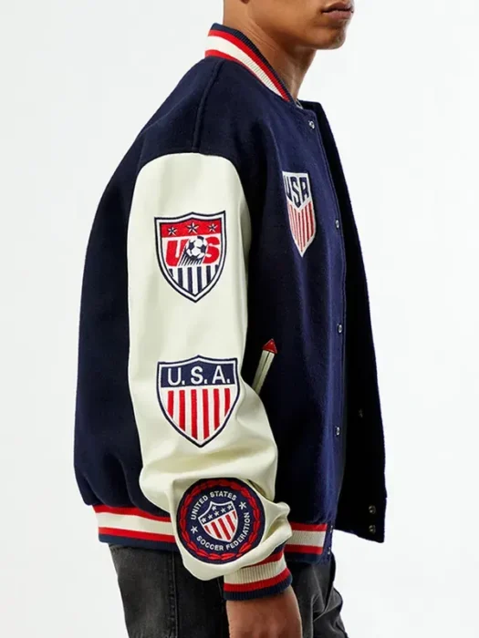 US Soccer x Jeff Hamilton Blue Wool Varsity Jacket