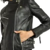 Women Slim Fit Biker Black Leather Jacket