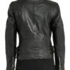 Women Slim Fit Biker Distressed Black Leather Jacket Back