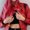 Womens Akira Kaneda Red Moto Jacket