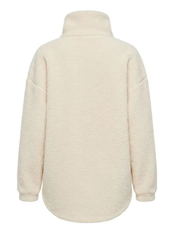 Womens Almond White Pile Jacket Back