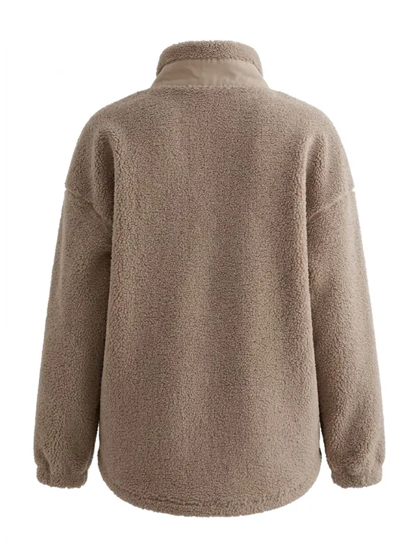 Womens Beoge Pile Teddy Jacket Back
