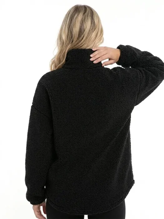 Womens Black Teddy Jacket Back