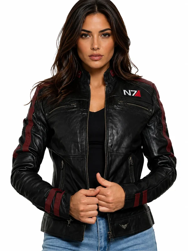 Womens Commander Shepard Mass Effect N7 Leather Jacket