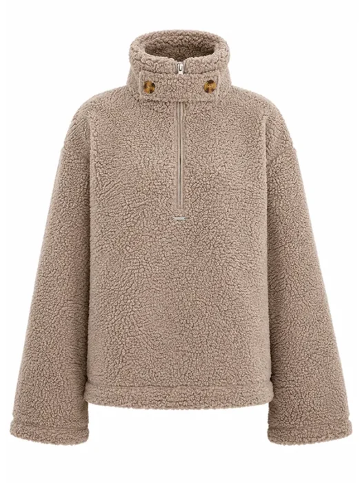 Womens Dark Clay Pile Anorak Teddy Jacket