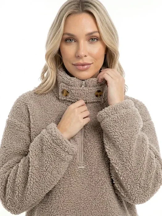 Womens Dark Clay Teddy Jacket