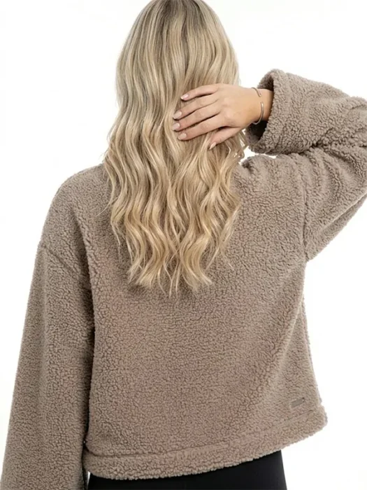 Womens Dark Clay Teddy Jacket Back