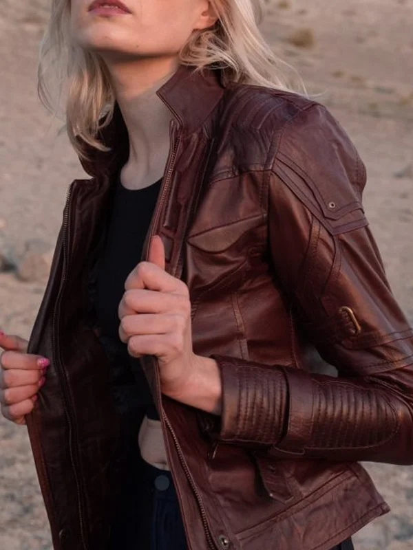 Womens Galaxy Leather Red Jacket