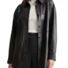 Womens Leather Black Shirt Jacket