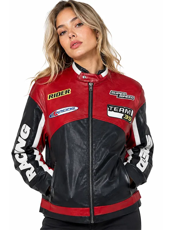 Womens Motocross Faux Leather Jacket
