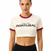 Womens Portugal Beige Ringer Tee