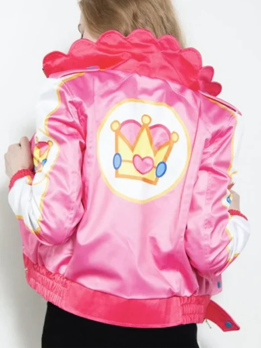 Womens Racing Princess Pink Bomber Leather Jacket