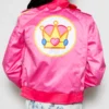 Womens Racing Princess Pink Bomber Leather Jacket Back