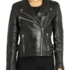 Womens Slim Fit Biker Black Leather Jacket