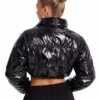Zora Faux Patent Leather Cropped Puffer Jacket Back