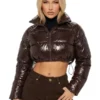 Zora Faux Patent Leather Puffer Jacket