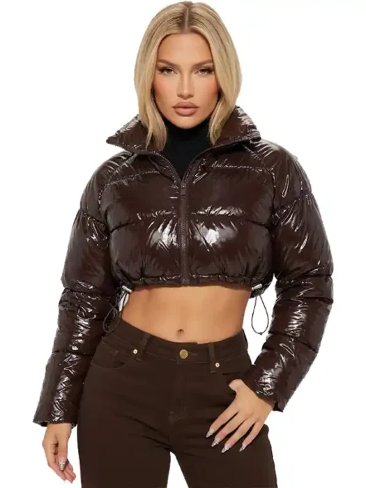 Zora Faux Patent Leather Puffer Jacket