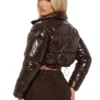 Zora Faux Patent Leather Puffer Jacket Back