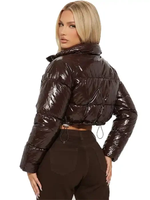 Zora Faux Patent Leather Puffer Jacket Back