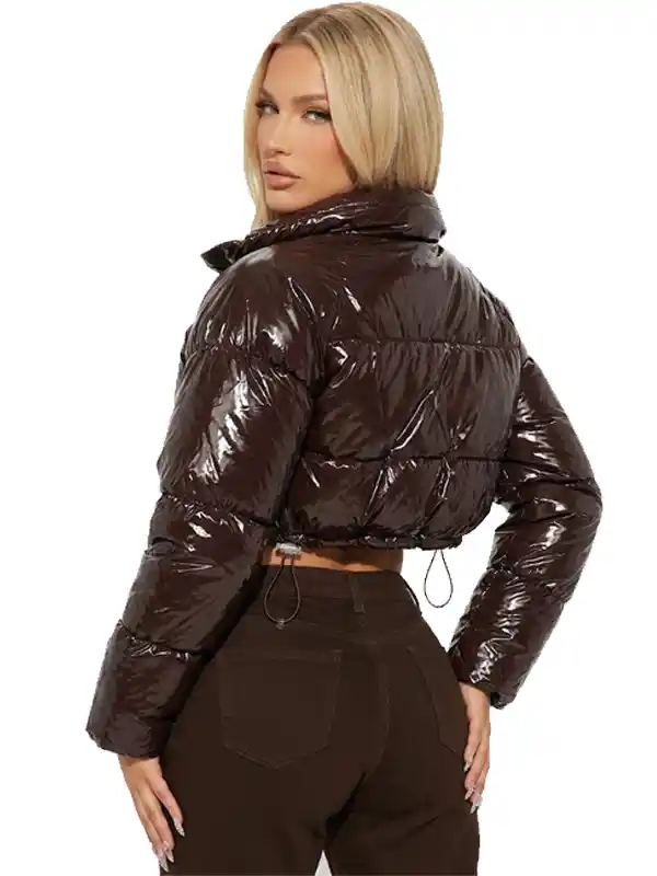 Zora Faux Patent Leather Puffer Jacket Back