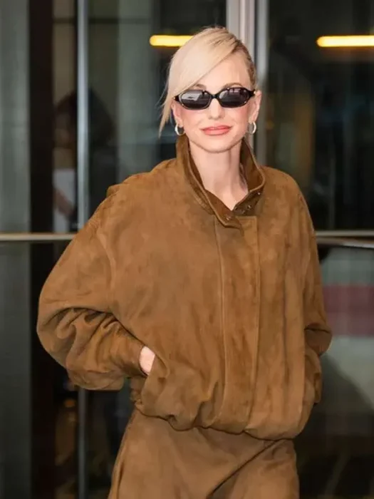 Anna Faris NYC 2026 Brown Jacket