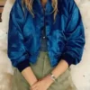 Anne The Four Seasons Blue Satin Bomber Jacket