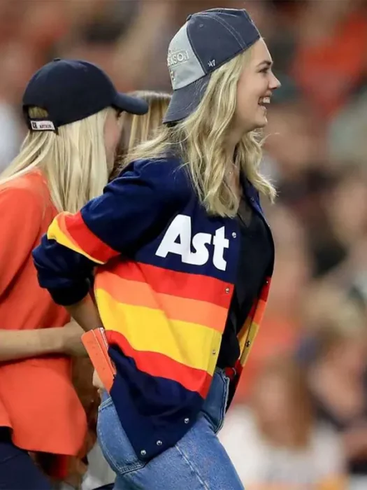Astros Kate Upton Blue Stripe sweater