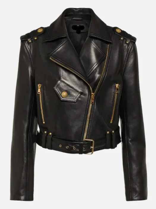 Asymmetrical Biker Black Leather Jacket