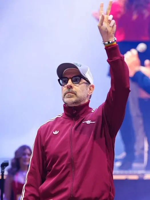Big Slick Celebrity Weekend Jason Sudeikis Maroon Track Jacket