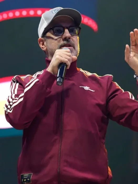 Big Slick Celebrity Weekend Jason Sudeikis Maroon Trck Jacket