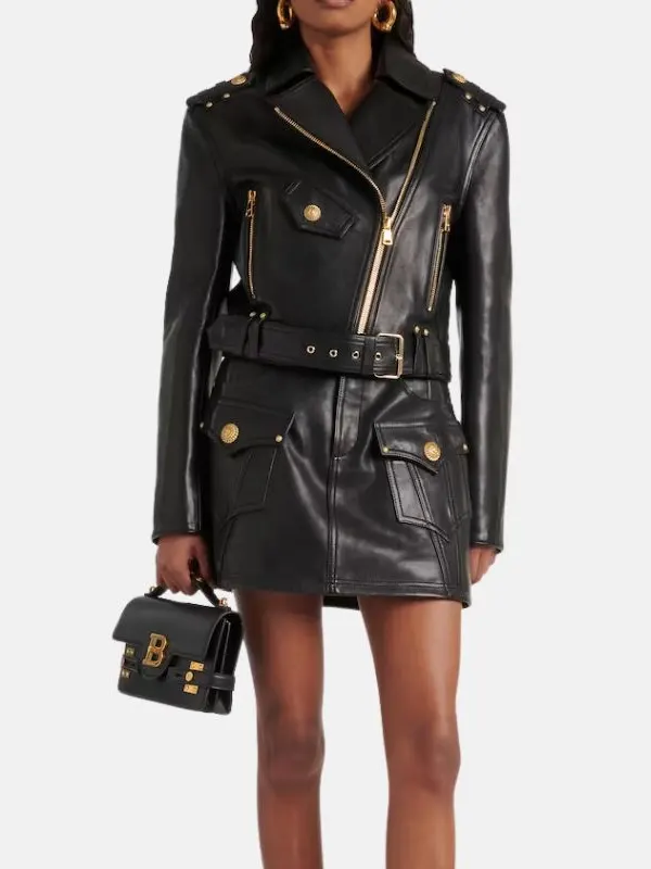 Black Asymmetrical Biker Leather Jacket