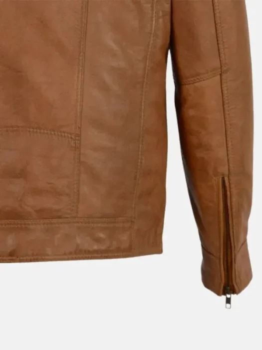 Brown Leather Biker Jacket