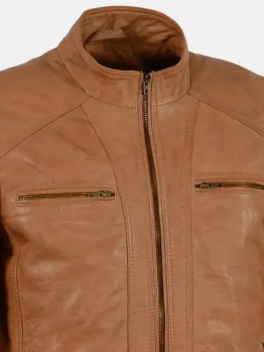 Brown Leather Biker Men’s Jacket