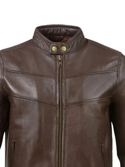 Cafe Racer Leather Brown Jacket
