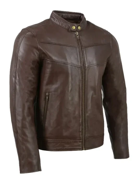 Cafe Racer Leather Brown Jacket Men