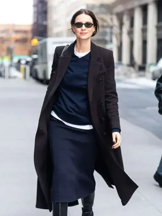 Caitriona Balfe Wool Dark Brown Coat