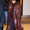 Camila Mendes NYC Brown Leather Long Coat