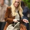 Count Me Lies Lindsay Lohan Brown Leather Blazer