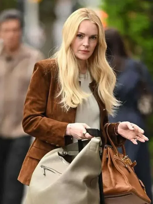 Count Me Lies Lindsay Lohan Brown Leather Blazer