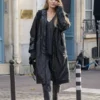 Couture Angelina Jolie Black Leather Coat