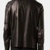 Dark Brown Plain Leather Biker Jacket Back