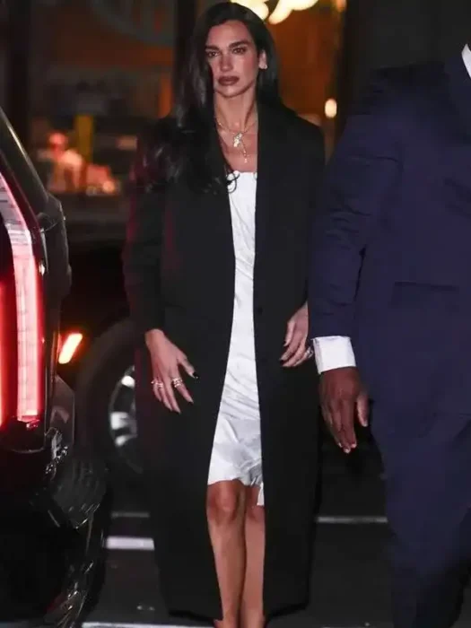 Dua Lipa NYC 2026 Black Long Coat