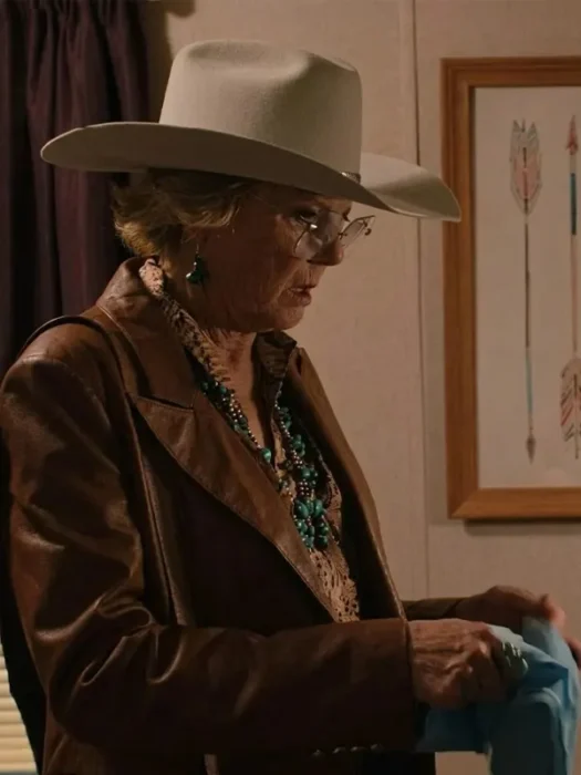 Dutton Ranch Annette Bening Brown Leather Blazer