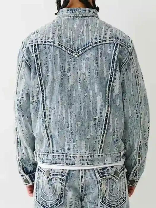 Euphoria Marshawn Lynch Distressed Denim Jacket Back