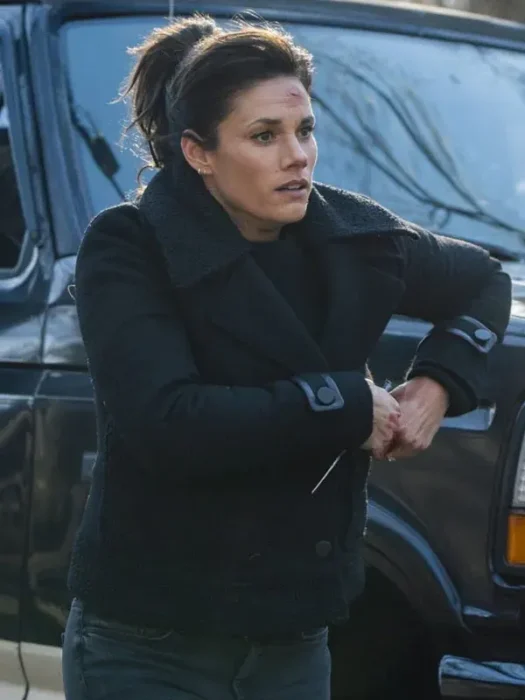 FBI S08 Missy Peregrym Black Wool Peacoat